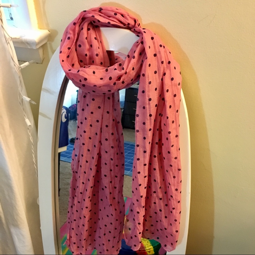 Polka dotted pink scarf